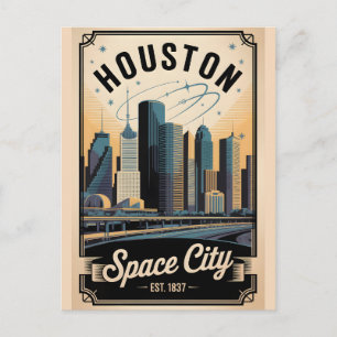 Vintage Houston Texas Space City Retro Reise Postkarte