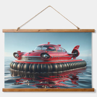Vintage-Hovercraft-Auto Wandteppich Mit Holzrahmen