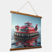 Vintage-Hovercraft-Auto Wandteppich Mit Holzrahmen (Gewinkelt)