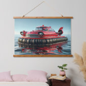 Vintage-Hovercraft-Auto Wandteppich Mit Holzrahmen (Schlafzimmer)