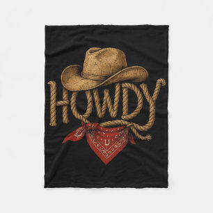 Vintage Howdy Cowboy Retro Western Howdy Cowboy  Fleecedecke