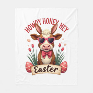 Vintage Howdy Honey Ostern Highland-Kuh Süßer Hase Fleecedecke