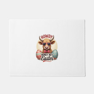 Vintage Howdy Honey Ostern Highland-Kuh Süßer Hase Fußmatte