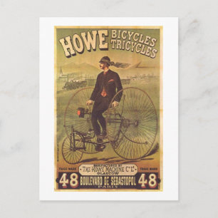 Vintage Howe Bicycle und Tricycle Ad Postkarte