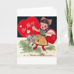 Vintage Howling Kitty Valentine's Day Card Feiertagskarte