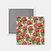 Vintage Hübsch-Chic-Rote Rose-Wallpaper Collage Magnet (Vorderseite/Rückseite)