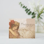 Vintage Hübsche Art Deco Lady ' Thinking You ' Postkarte (Stehend Vorderseite)