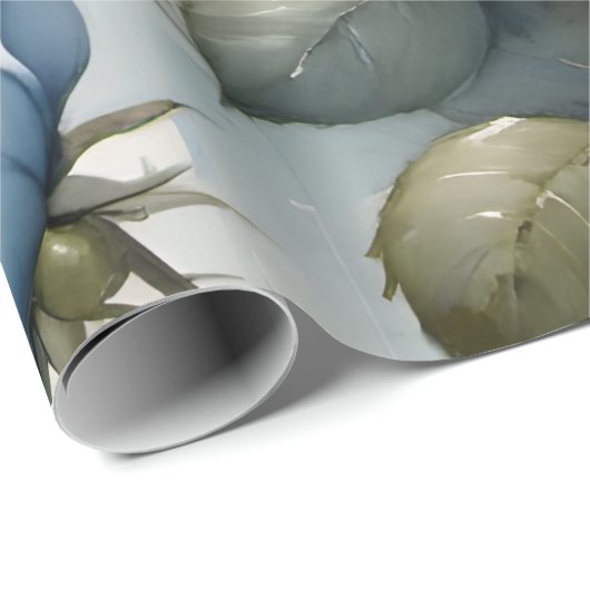 Vintage hübsche Blaue Rose Aquarellmalerei Geschenkpapier (Rolleneckpunkt)