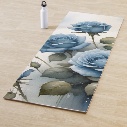 Vintage hübsche Blaue Rose Aquarellmalerei Yogamatte (Beispiel)