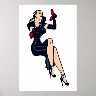 Vintage hübsche blonde Retro-Glamour-Girl Pinup Poster