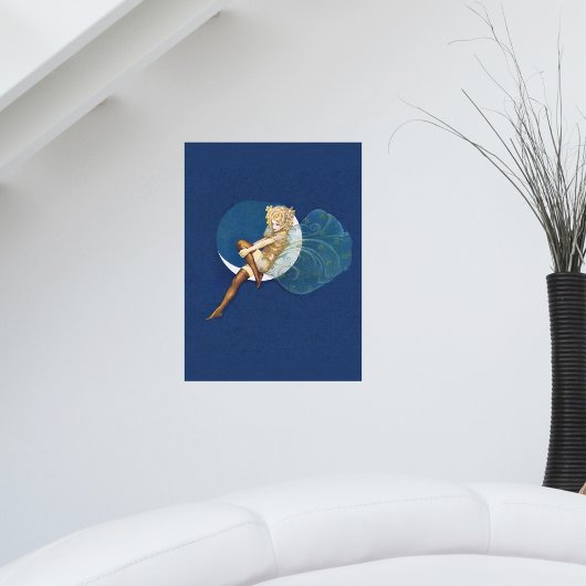 Vintage Hübsche Blue Fairy Strumpfs Blue Moon Poster