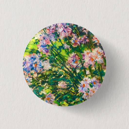Vintage hübsche Blume Windblumenillustrierung Button (Vorderseite)