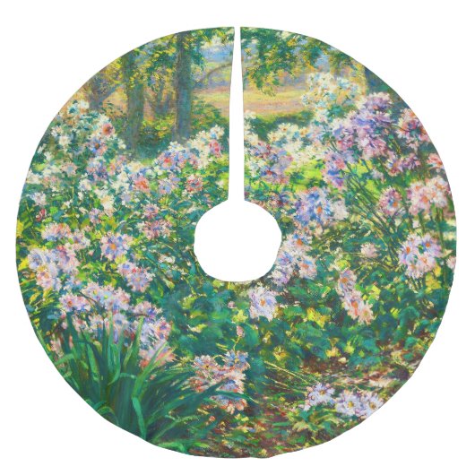 Vintage hübsche Blume Windblumenillustrierung Polyester Weihnachtsbaumdecke (Vorderseite)