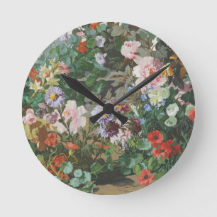Vintage hübsche bunte Blumen Blumenmalerei Runde Wanduhr