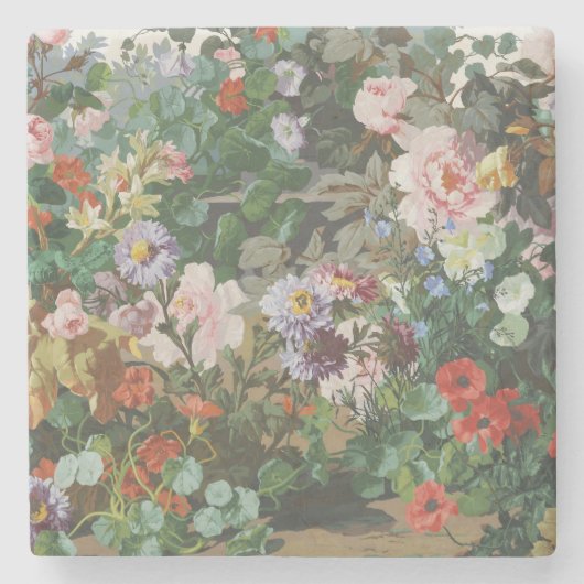 Vintage hübsche bunte Blumen Blumenmalerei Steinuntersetzer (Vorderseite)