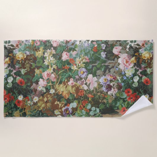 Vintage hübsche bunte Blumen Blumenmalerei Strandtuch (Vorderseite)