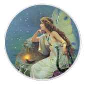 Vintage Hübsche Fee Harp Candle Ocean Keramikknauf (Vorderseite)