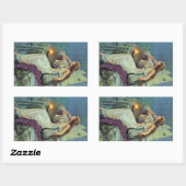 Vintage Hübsche Fee Harp Candle Ocean Rechteckiger Aufkleber (Blatt)