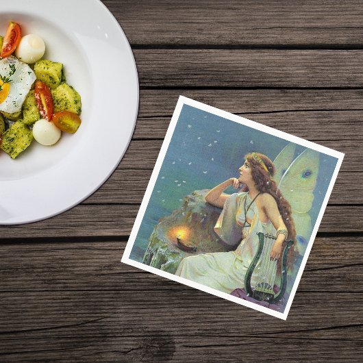 Vintage Hübsche Fee Harp Candle Ocean Serviette