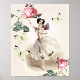 Vintage hübsche Feen-Ballerina Mädchenhaft Poster