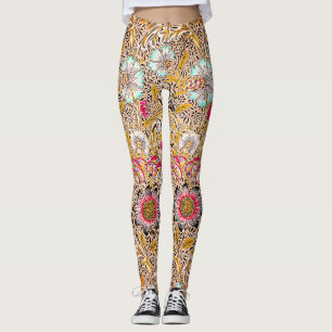 Vintage hübsche gelbe William Morris Corncockle Leggings