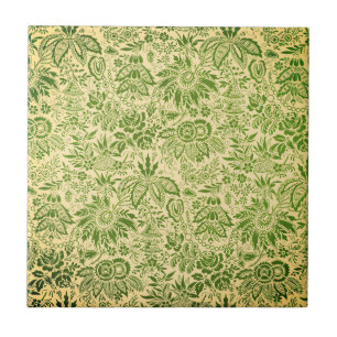 Vintage hübsche grüne Blumen floral Fliese