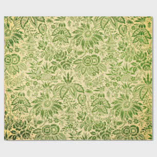 Vintage hübsche grüne Blumen floral  Geschenkpapier