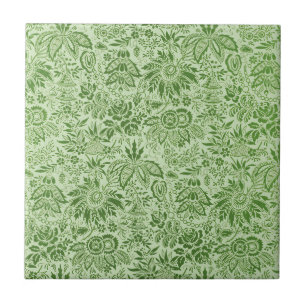 Vintage-hübsche grüne Blumen im Blumenmuster Fliese
