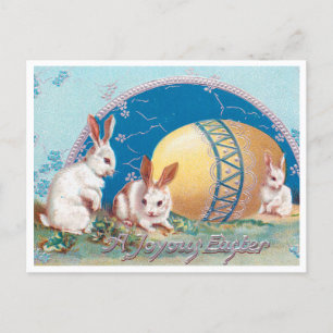 Vintage hübsche Hasen mit Ostereiern Postkarte