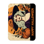 Vintage Hübsche Hexenfrau Blume glücklich Hallowee Magnet (Vertikal)
