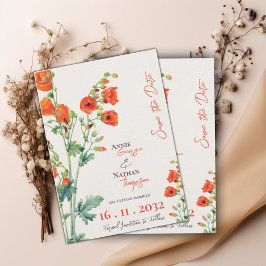 Vintage Hübsche Orange Wild Blume Script Wedding Save The Date