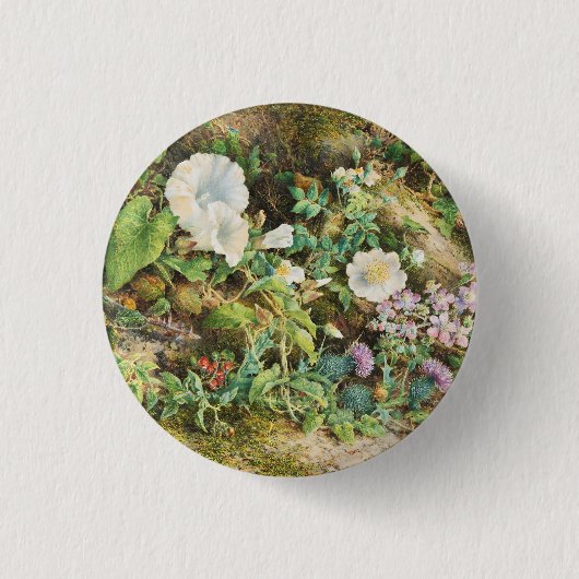 Vintage hübsche Petunien Blumen Blumenmalerei Button (Vorderseite)
