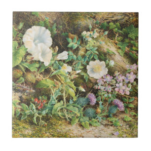 Vintage hübsche Petunien Blumen Blumenmalerei Fliese