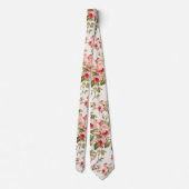 Vintage hübsche rosa Rosen Blumenmuster Krawatte (Rückseite)