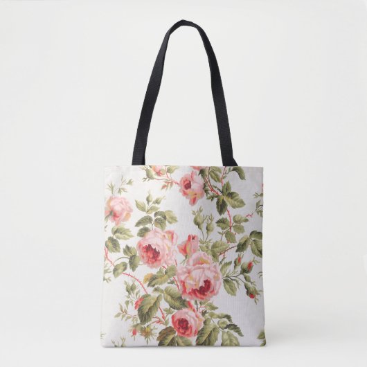 Vintage hübsche rosa Rosen Blumenmuster Tasche (Vorderseite)