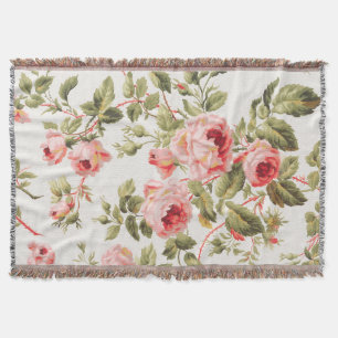 Vintage-hübsche rosa Rosen im Blumenmuster Decke