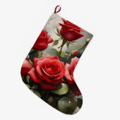 Vintage hübsche rote Rosen Aquarellmalerei Großer Weihnachtsstrumpf (Vorderansicht (hängend))