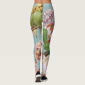 Vintage hübsche Sommerschmetterlingsvögel in Blume Leggings (Rückseite)