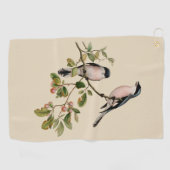 Vintage Hübsche Vögel auf Beige Golfhandtuch (Horizontal)