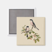 Vintage Hübsche Vögel auf Beige Magnet (Vorderseite/Rückseite)