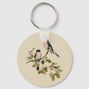 Vintage Hübsche Vögel auf Beige Schlüsselanhänger