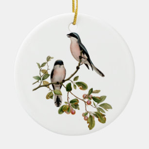 Vintage hübsche Vögel auf einem Ast Keramik Ornament