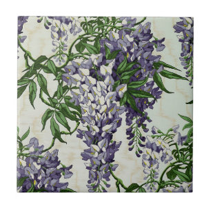 Vintage hübsches blaues Wisterien-Blumenmuster Fliese