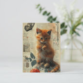 Vintage hübsches ginger Kitten Collage Postkarte (Stehend Vorderseite)