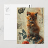 Vintage hübsches ginger Kitten Collage Postkarte (Vorne/Hinten)