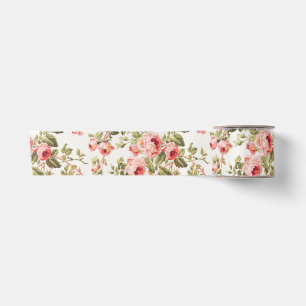 Vintage-hübsches rosa Rosen-Blumenmuster Satinband