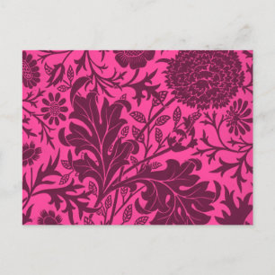 Vintage hübsches rosa und bordeauxrotes Blumenmust Postkarte