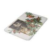 Vintage Hufkatzen und Vögel Badematte (Schrägansicht)
