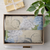 Vintage Huhn-blaues Blumen-Postkarten-Seidenpapier Seidenpapier (Geschenk)