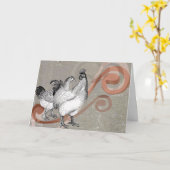 Vintage Huhn-Gruß-Karte Karte (Gelbe Blume)